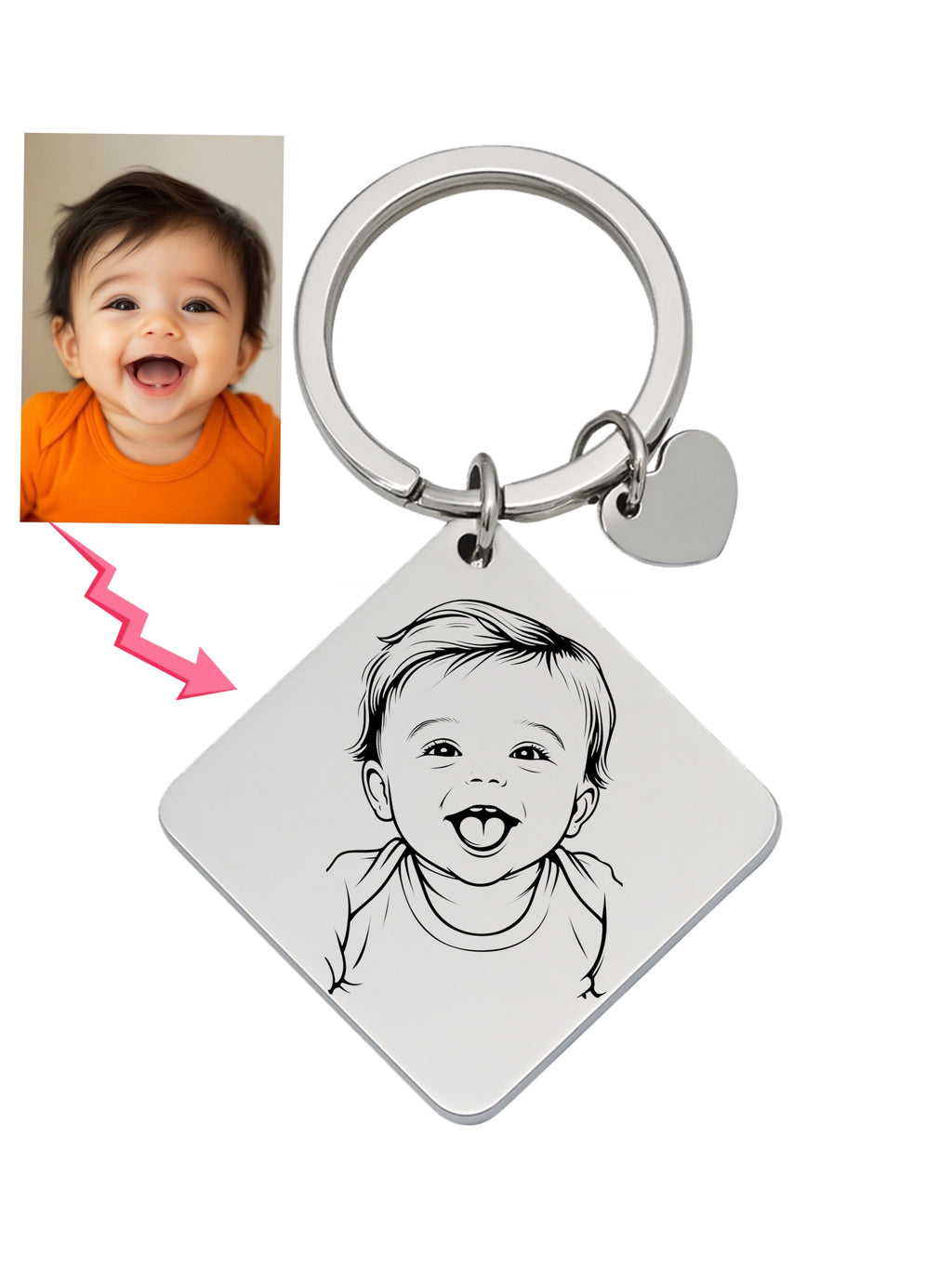 Square Keychain Outlined Photo