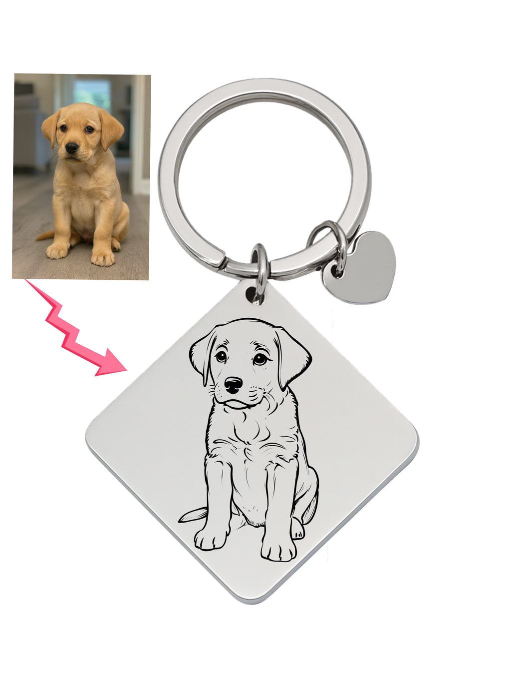 Square Keychain Outlined Photo