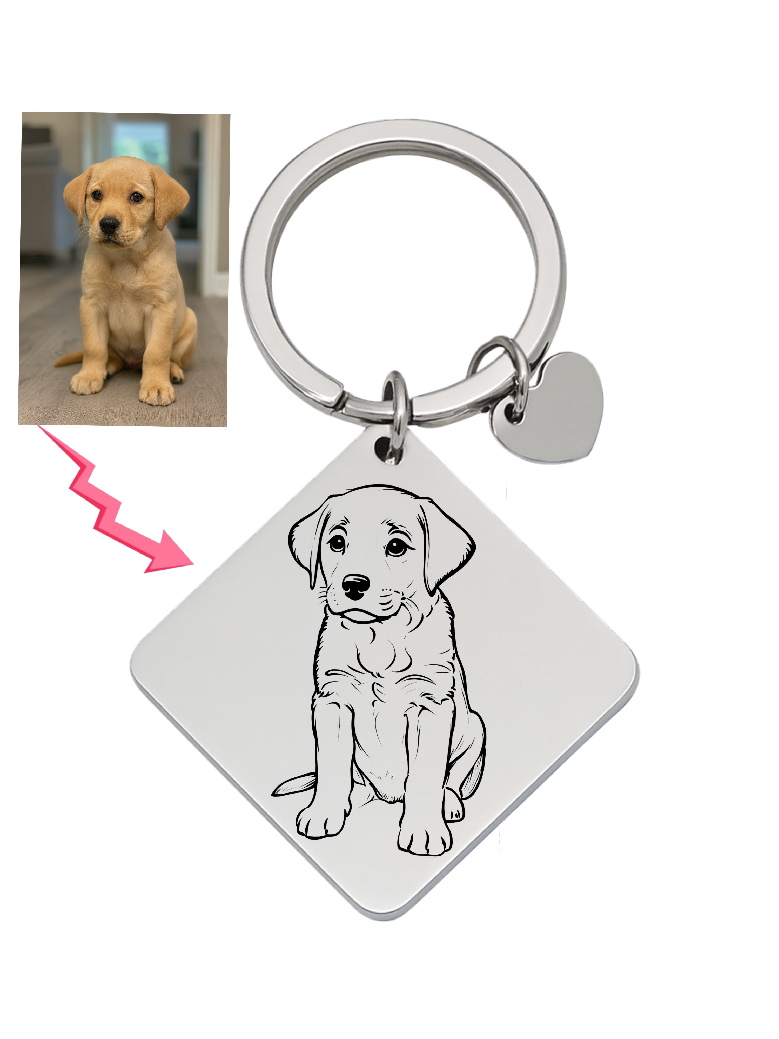 Square Keychain Outlined Photo