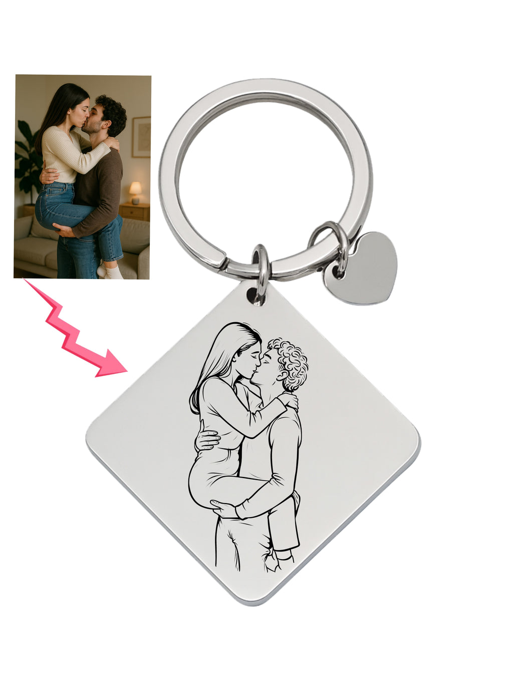 Square Keychain Outlined Photo