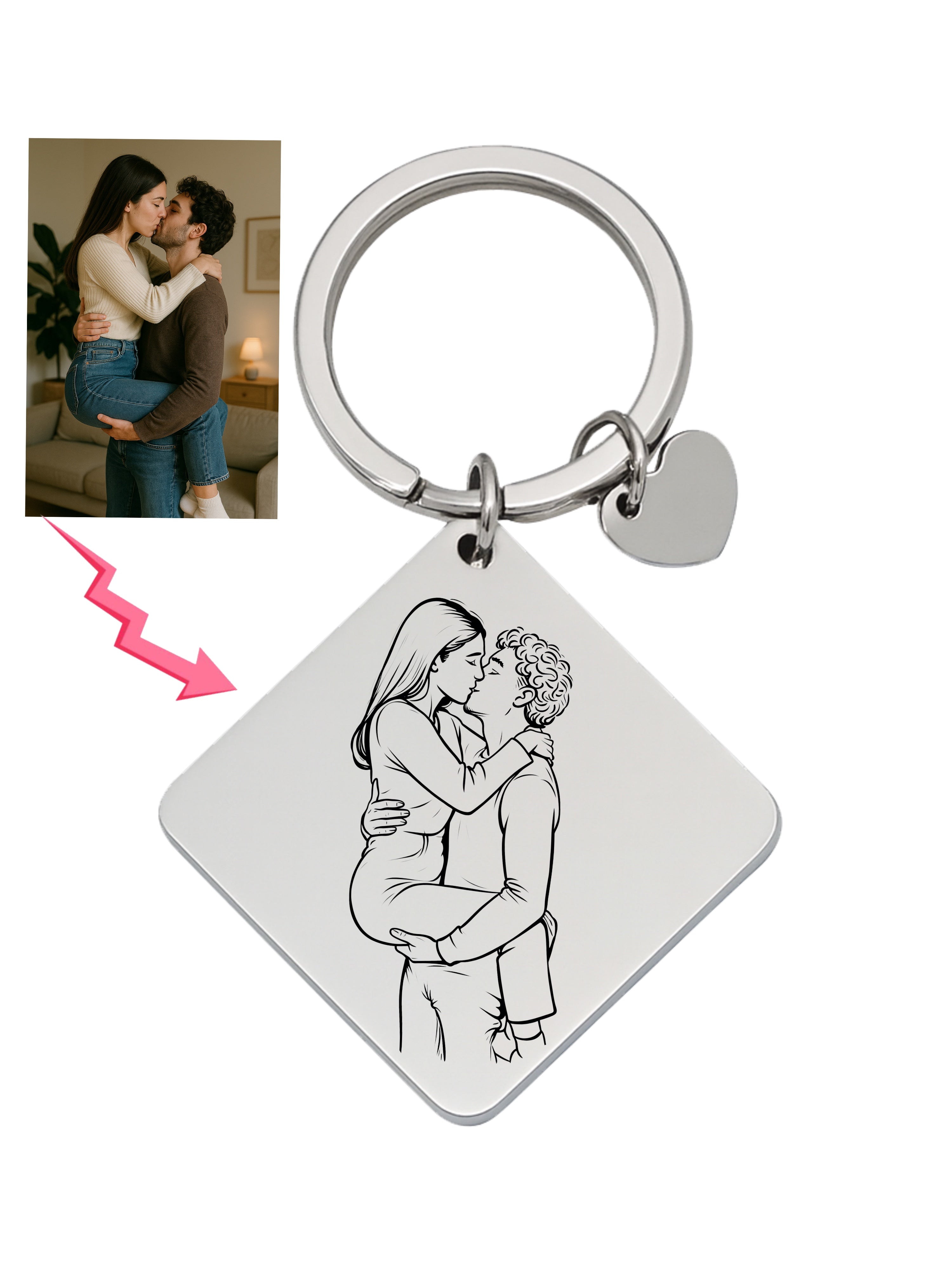 Square Keychain Outlined Photo