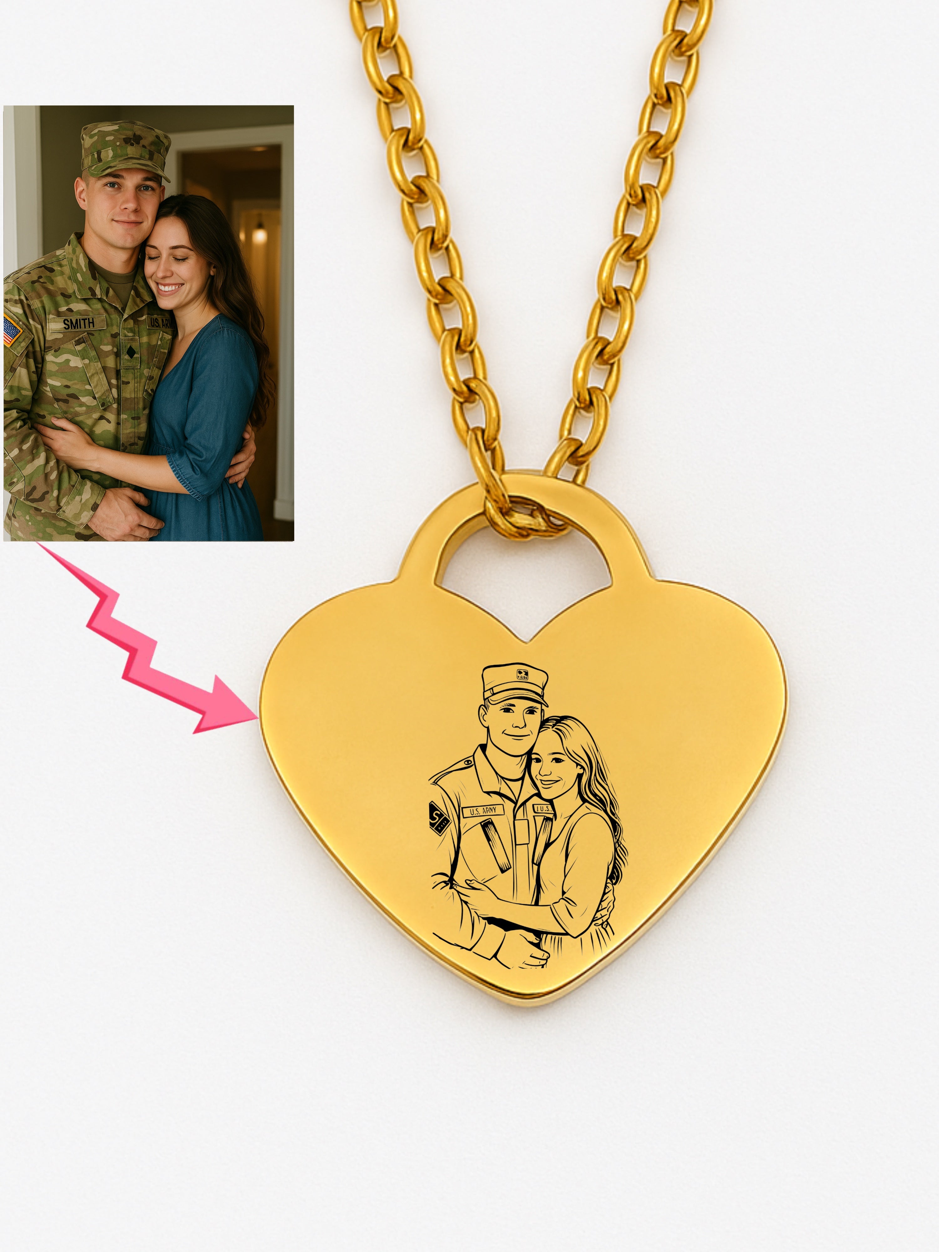 Custom Heart Necklace Photo Outline