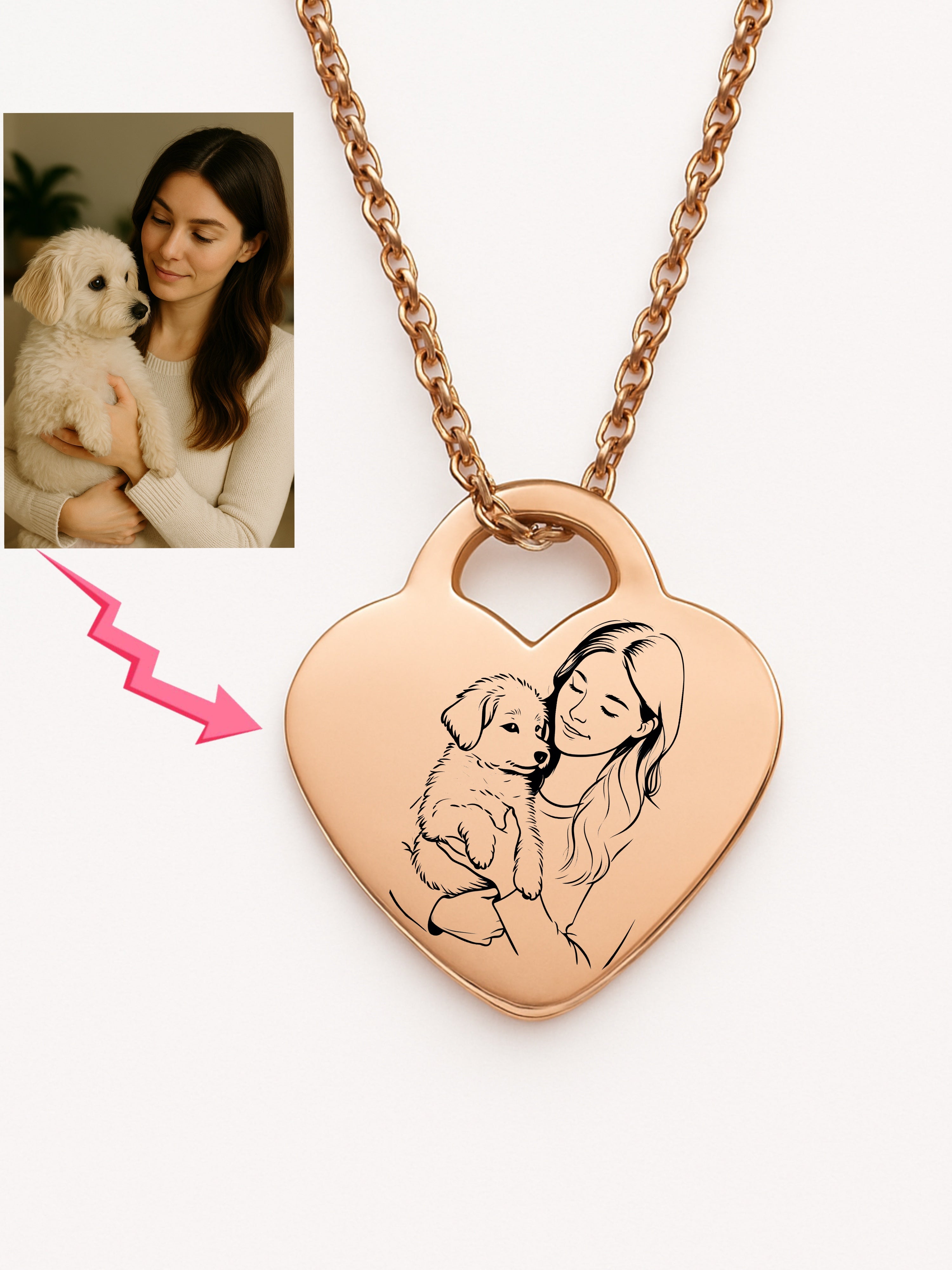 Custom Heart Necklace Photo Outline