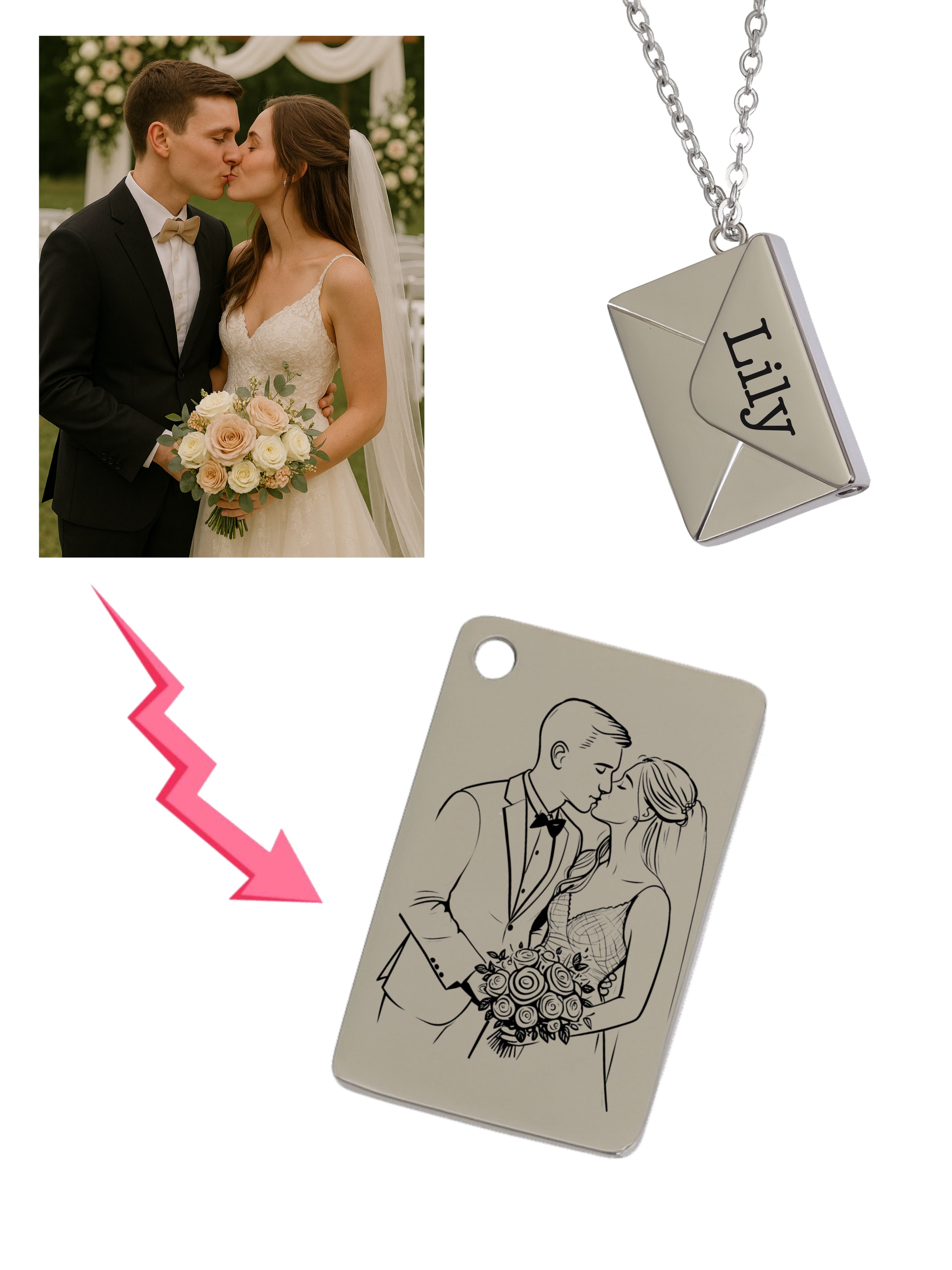 Customized Engraved Romantic Love Secret Letter Necklace