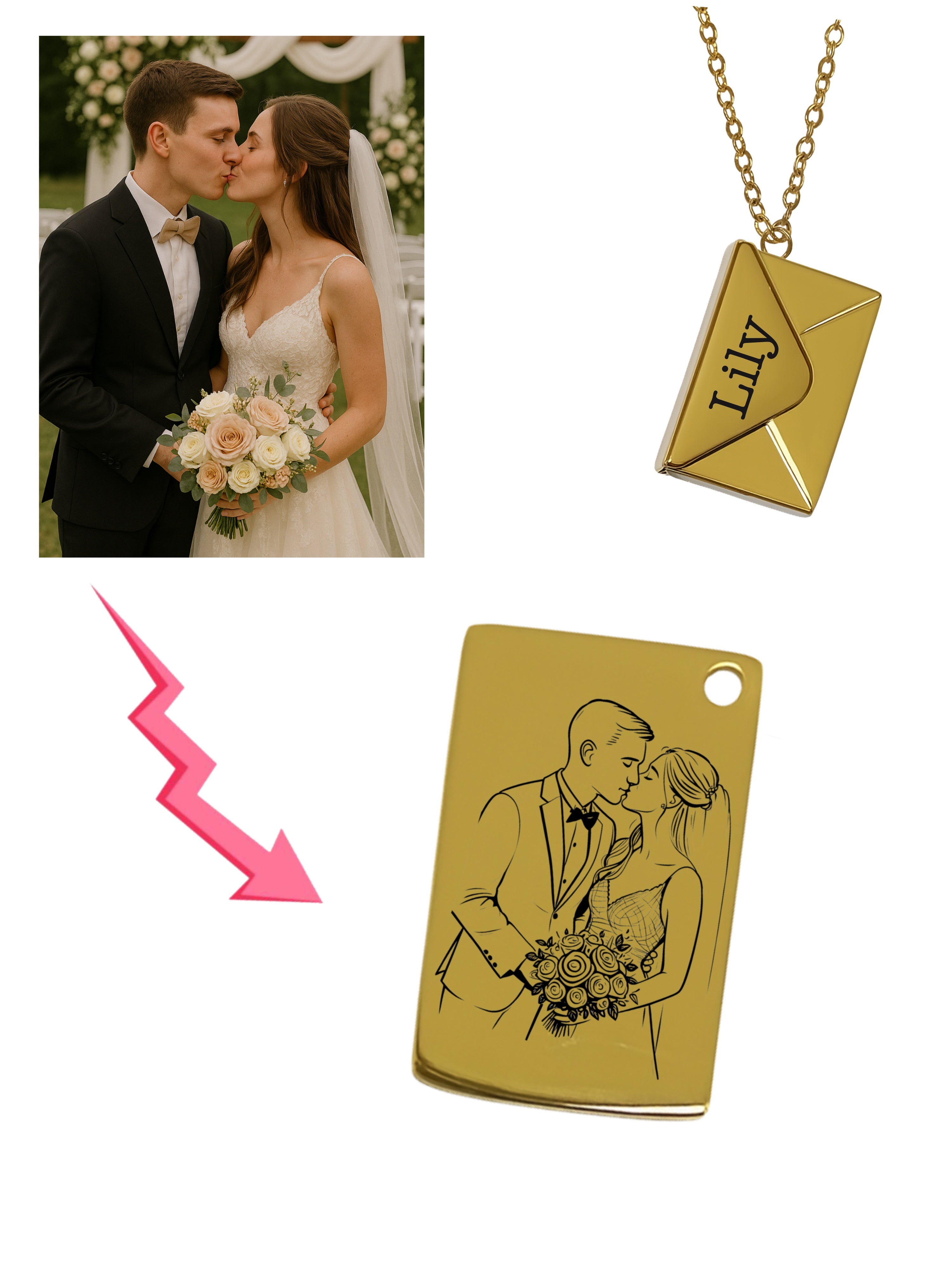 Customized Engraved Romantic Love Secret Letter Necklace