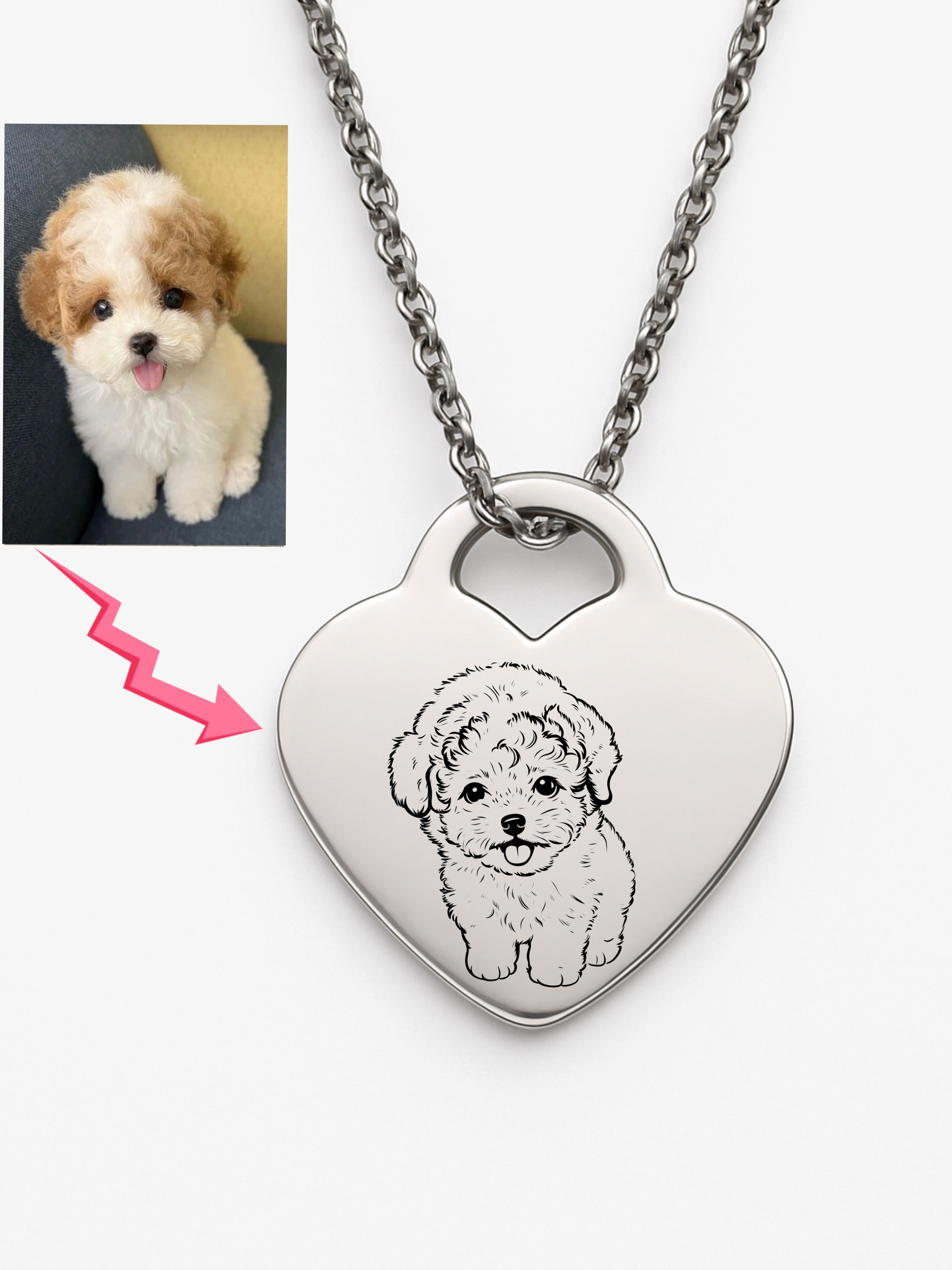 Pets -- Custom Heart Necklace Photo Outline