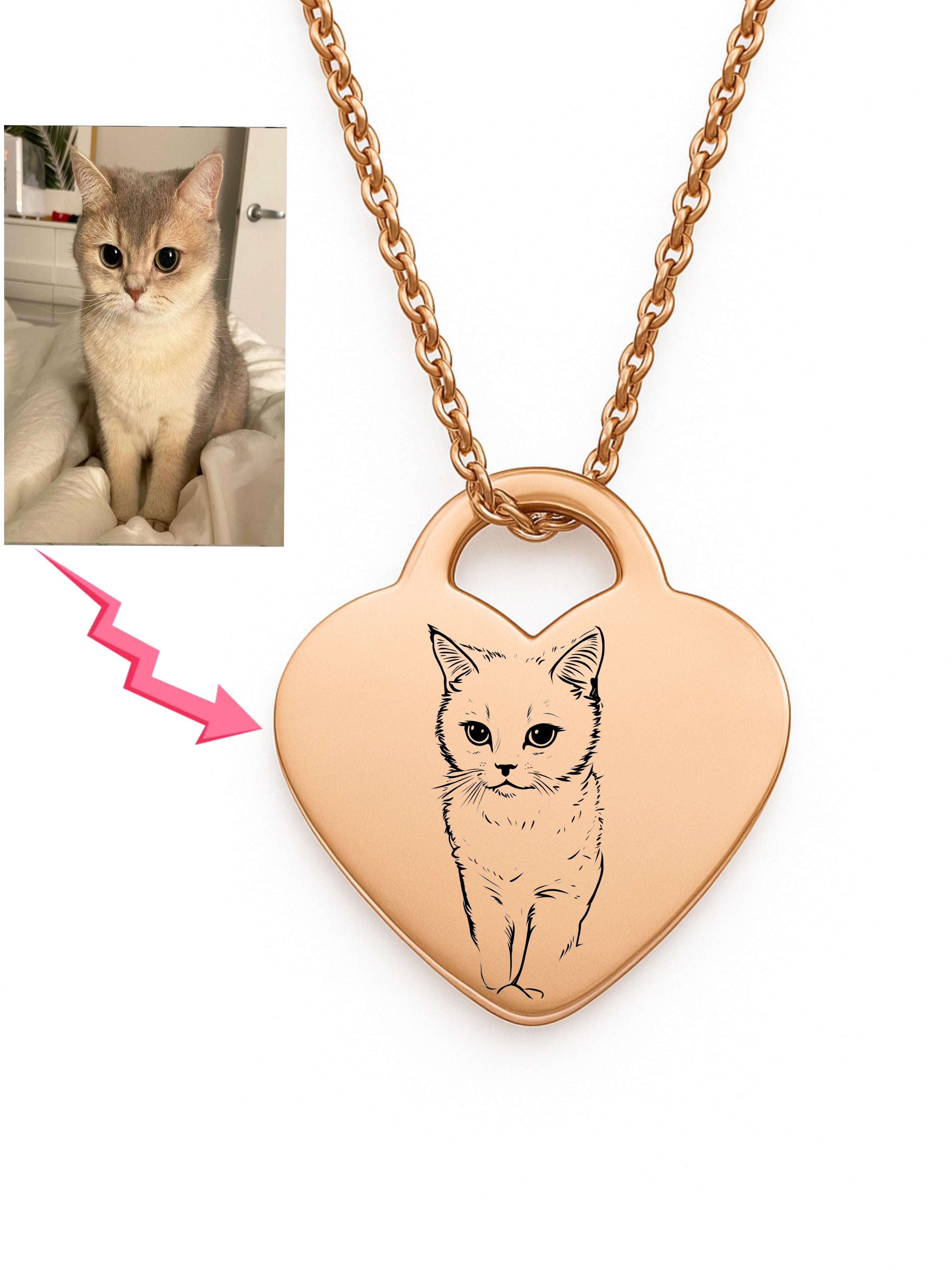 Pets -- Custom Heart Necklace Photo Outline