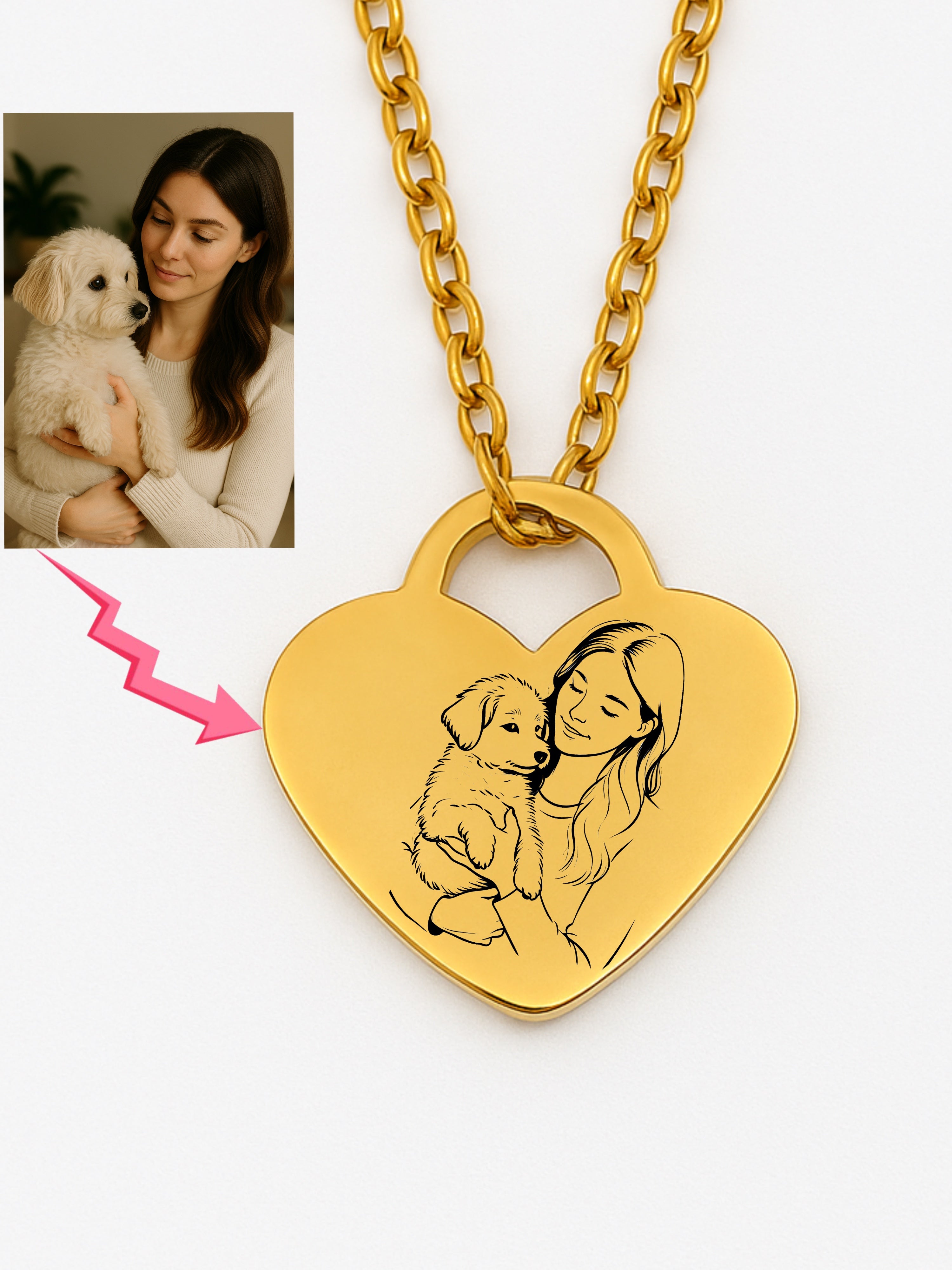 Pets -- Custom Heart Necklace Photo Outline