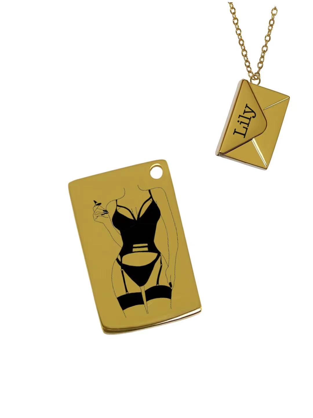 Custom Engraved Spicy Secret Letter Necklace