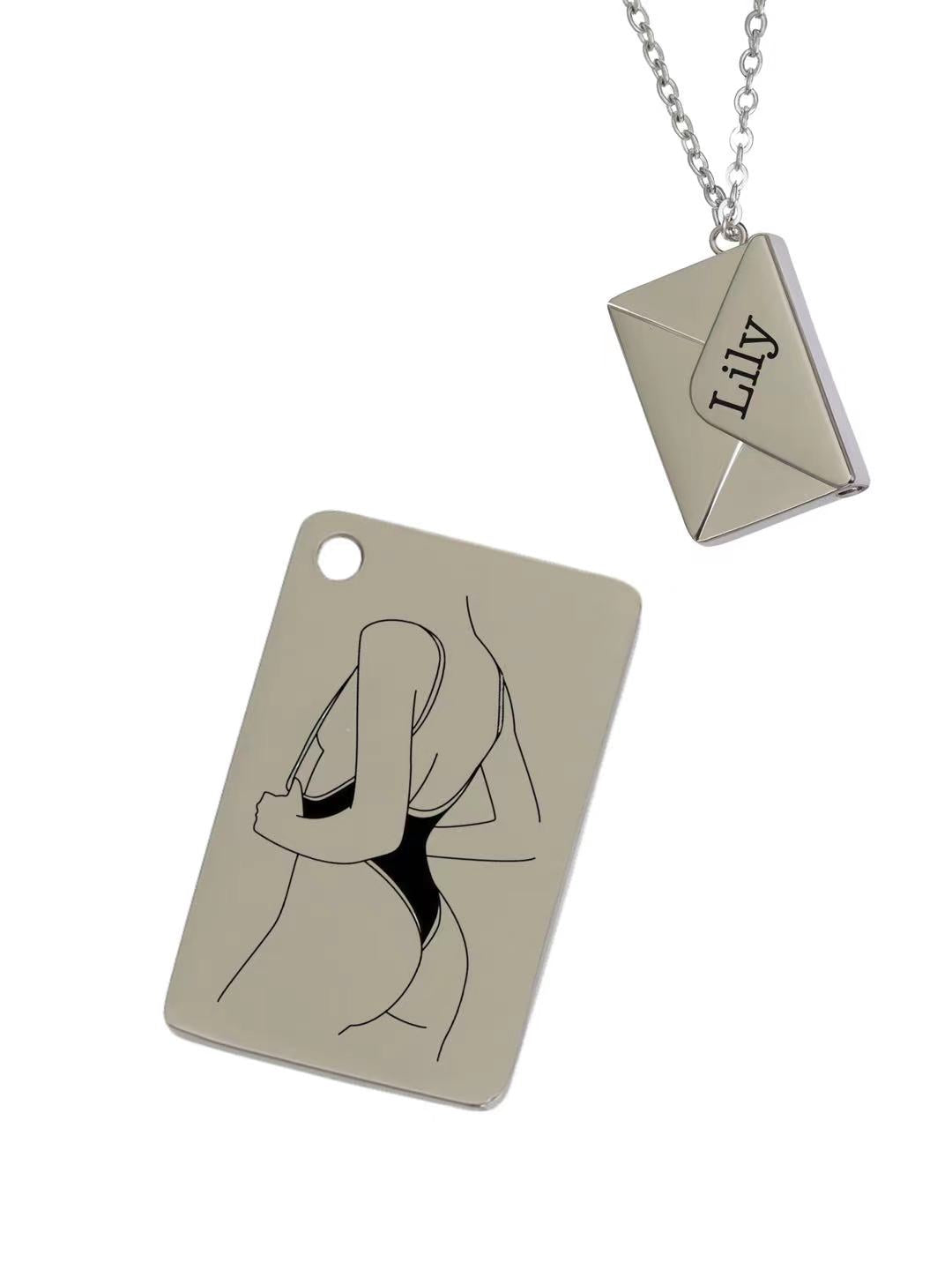 Custom Engraved Spicy Secret Letter Necklace